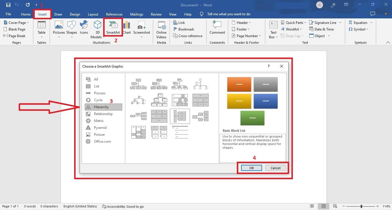 accéder à smartart dans word