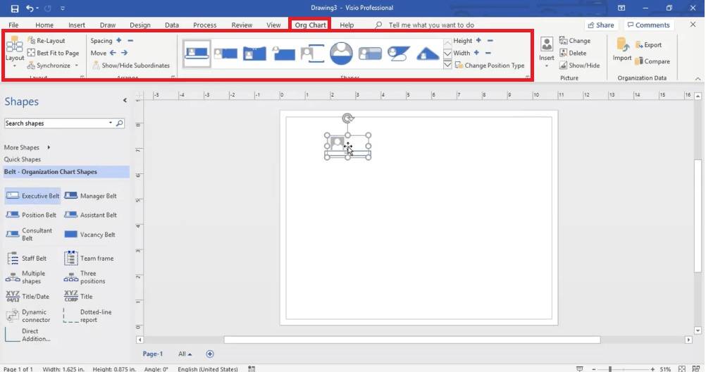 Anpassen eines Organigramms in Visio