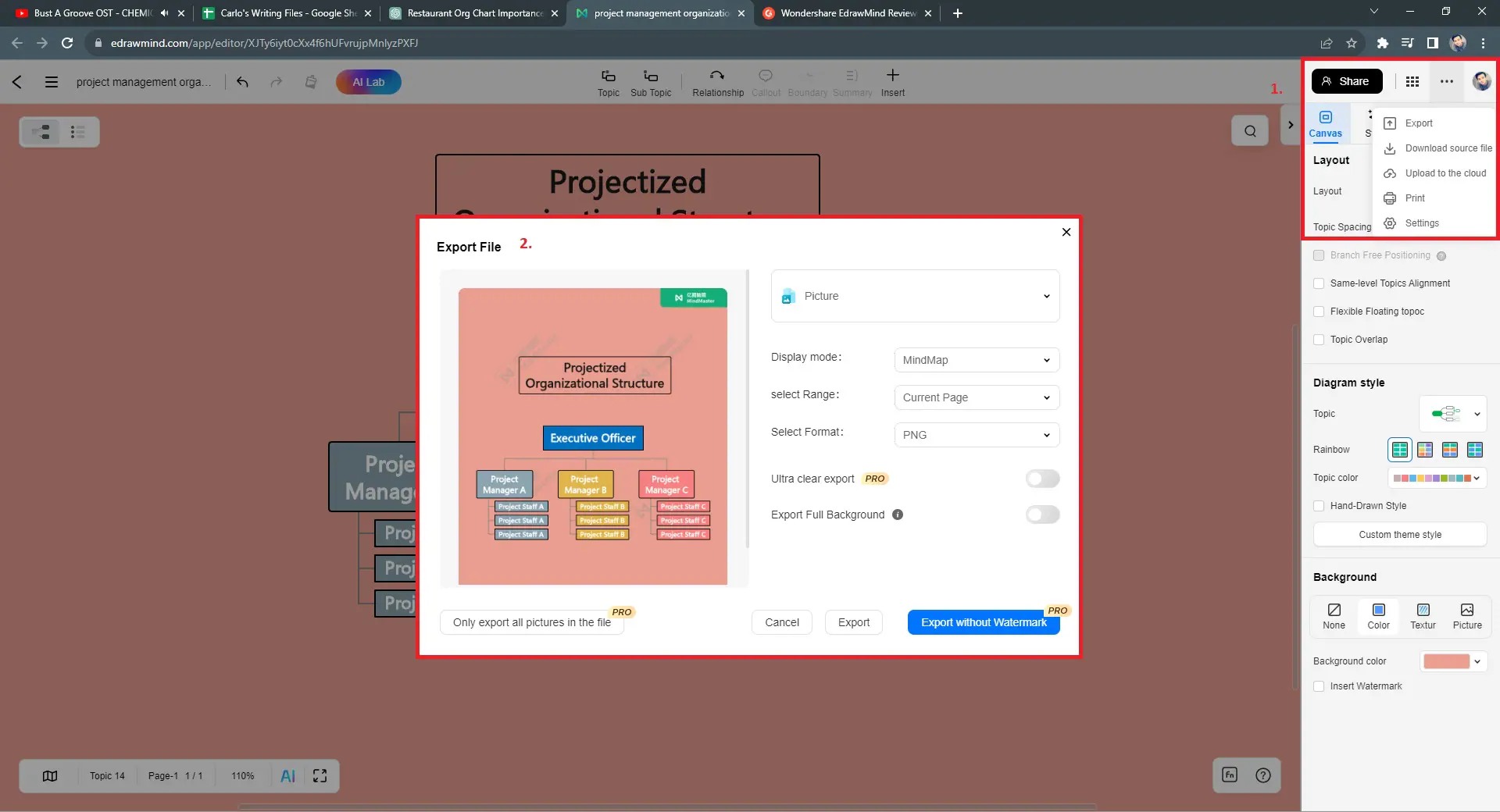 Enregistrer, partager ou exporter un organigramme