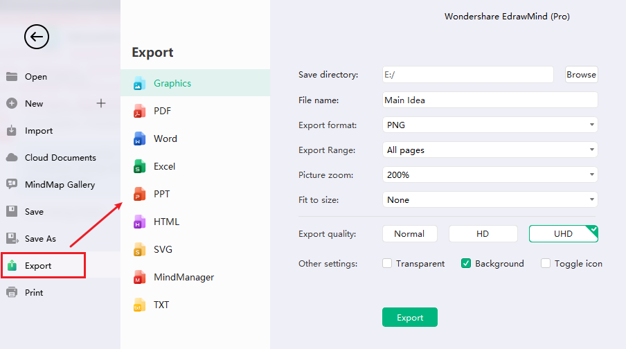 export your personal timeline with edrawmind