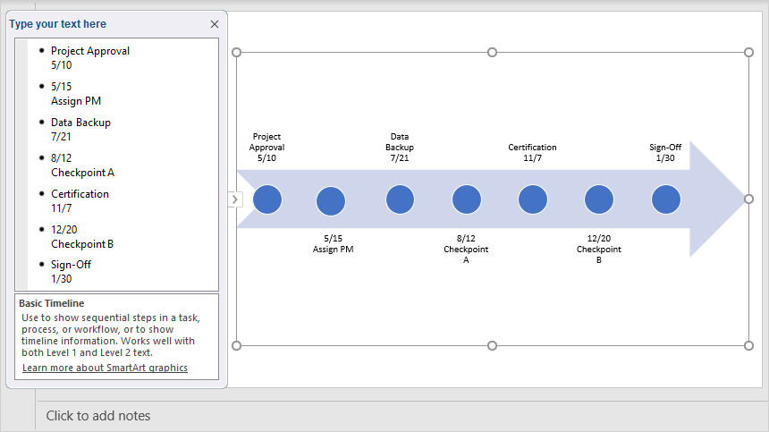 añade más logros a tu plantilla de cronograma en PowerPoint