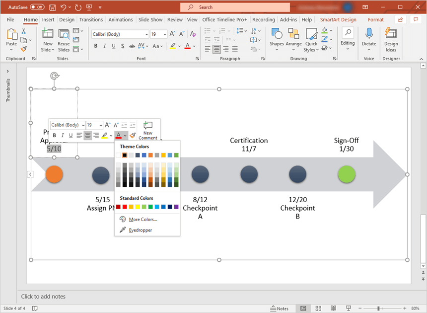 customize the powerpoint timeline