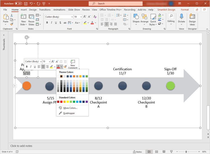 personalizar el cronograma de PowerPoint