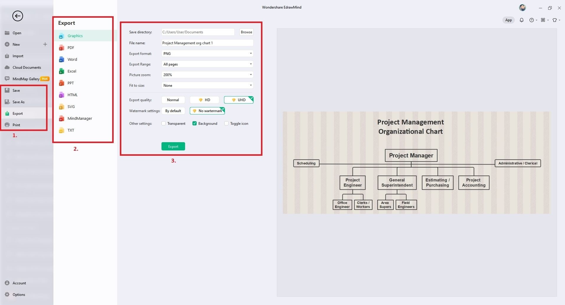 Enregistrer et exporter votre organigramme