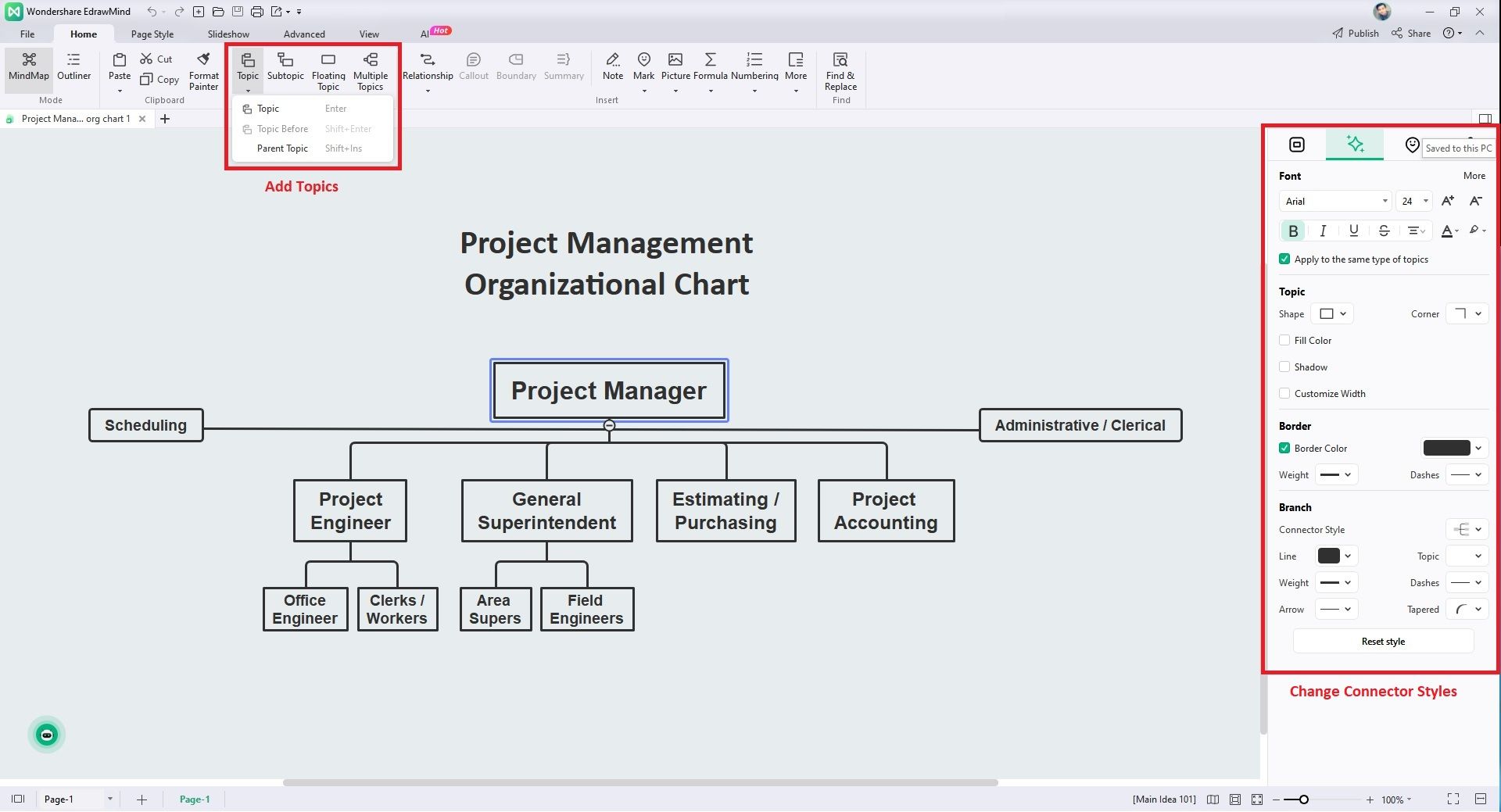 change connectors and add topics