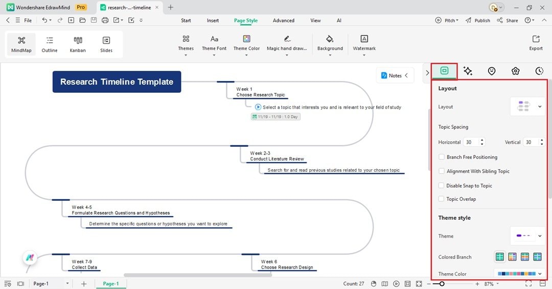 edrawmind customize timeline style