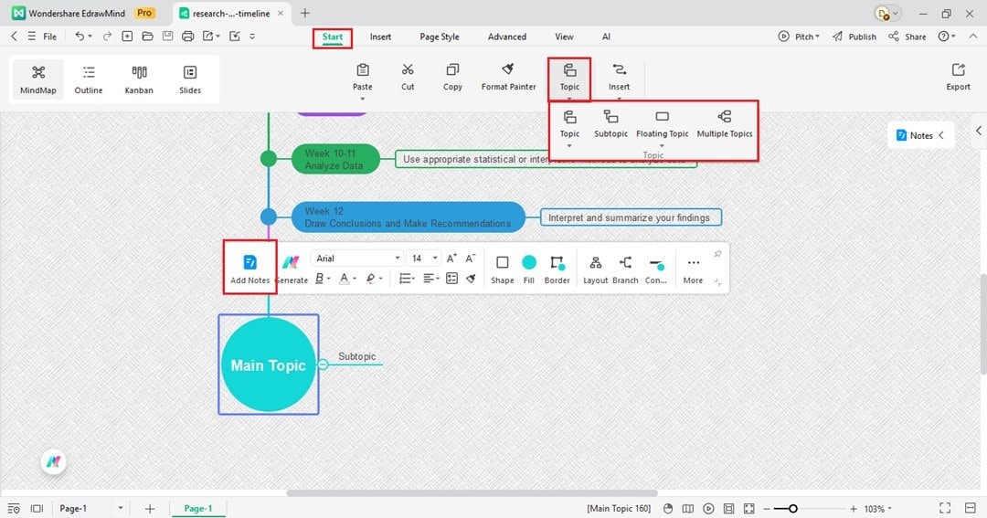 edrawmind input data to timeline