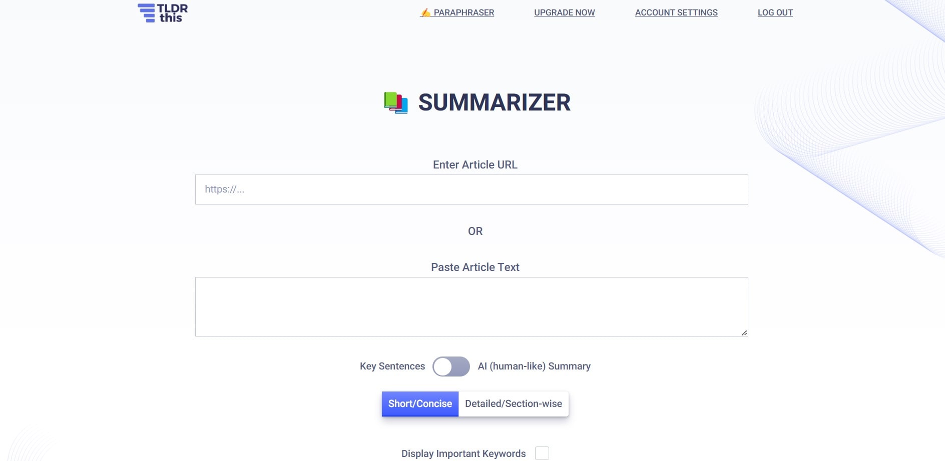 ldr this summarizer interface