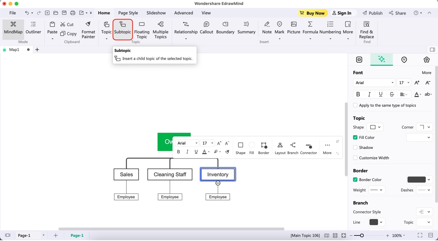 edrawmind subtopic feature