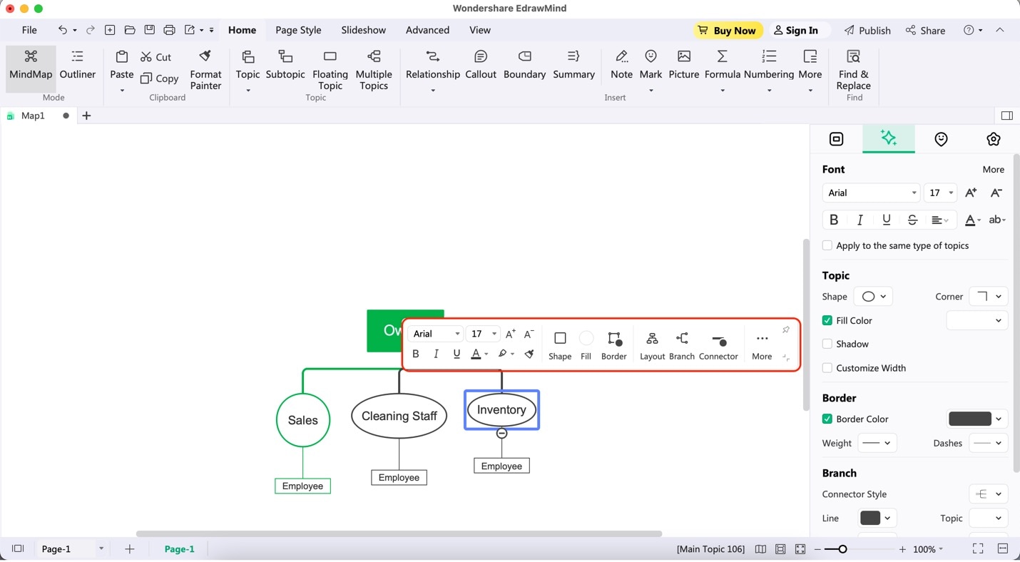 Funzionalità di personalizzazione di edrawmind