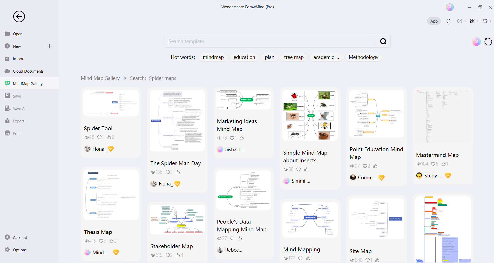 EdrawMind mindmaps template gallery