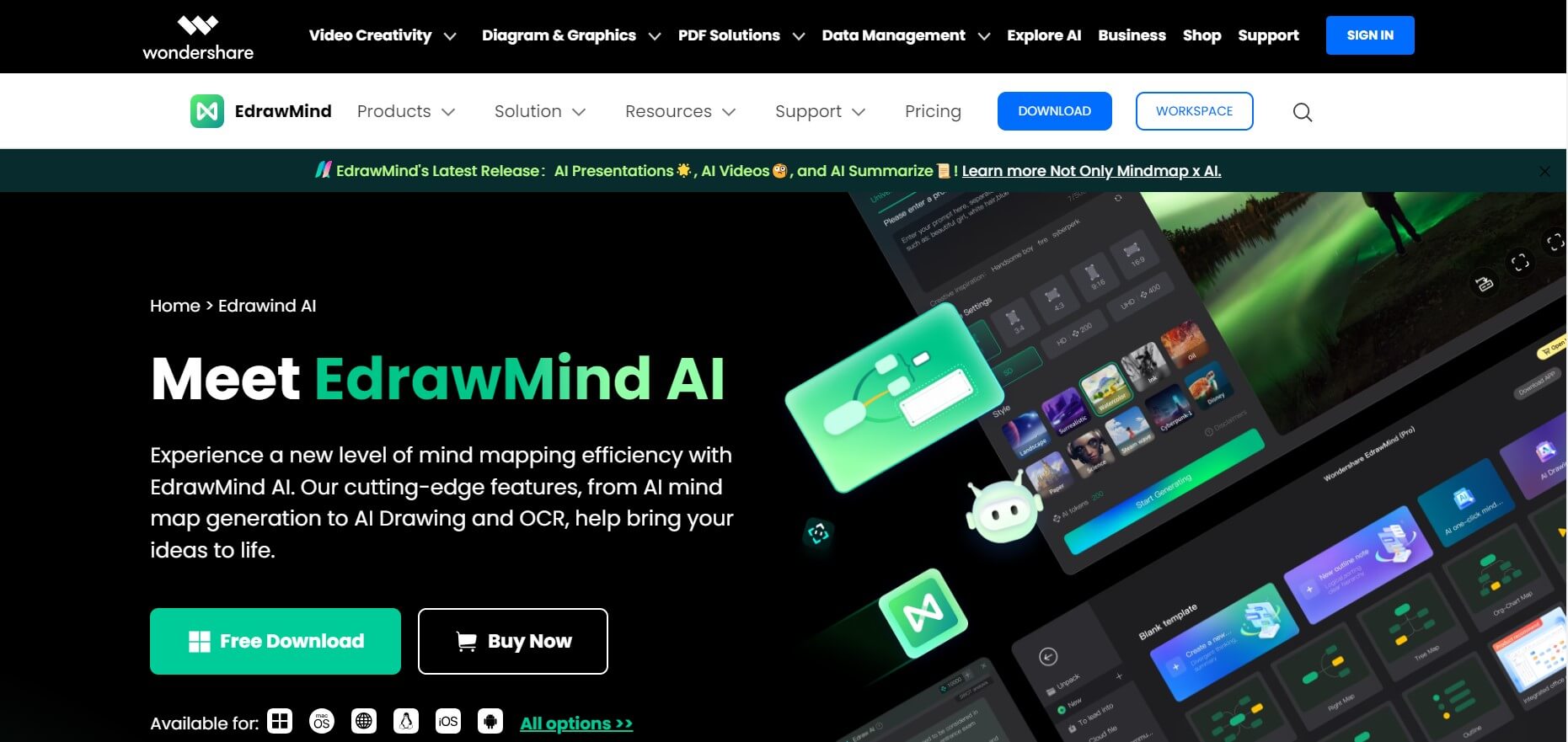   página de inicio de sesión de IA de EdrawMind