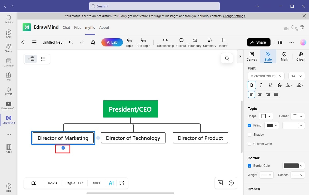 change connector style org chart