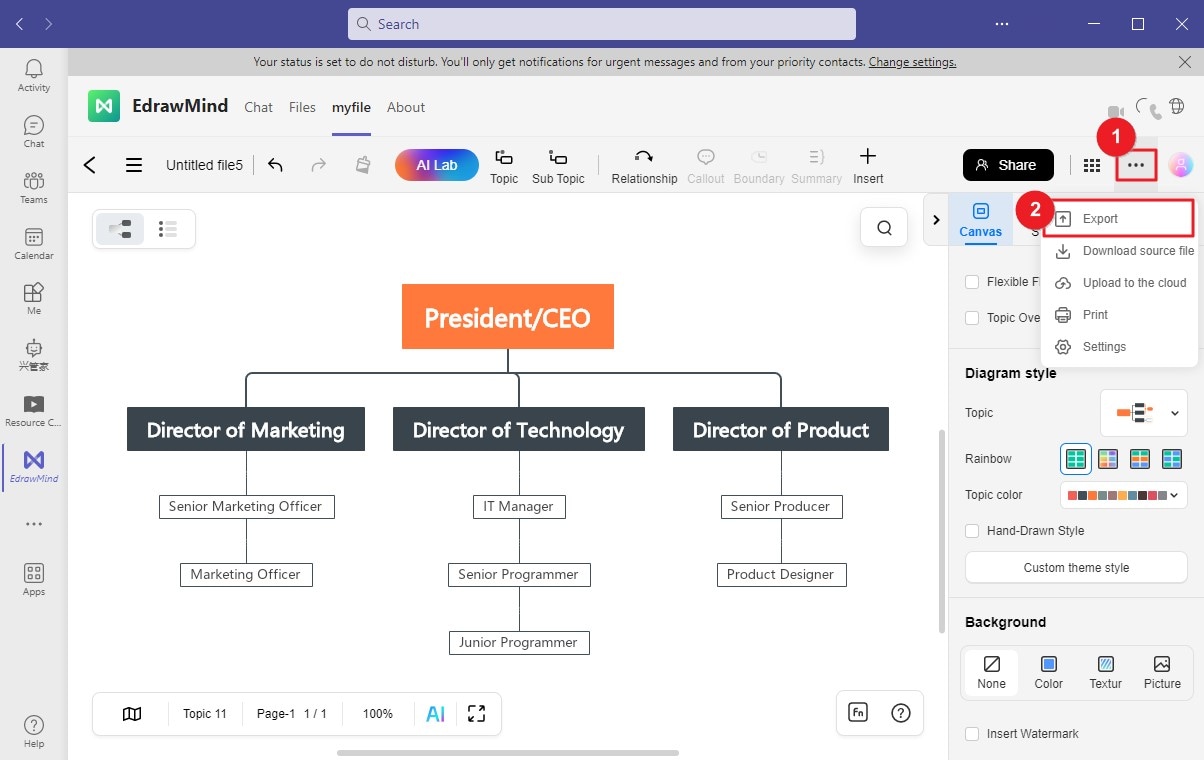 share and export org chart