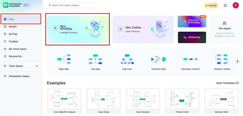 create new mindmap in edrawmind