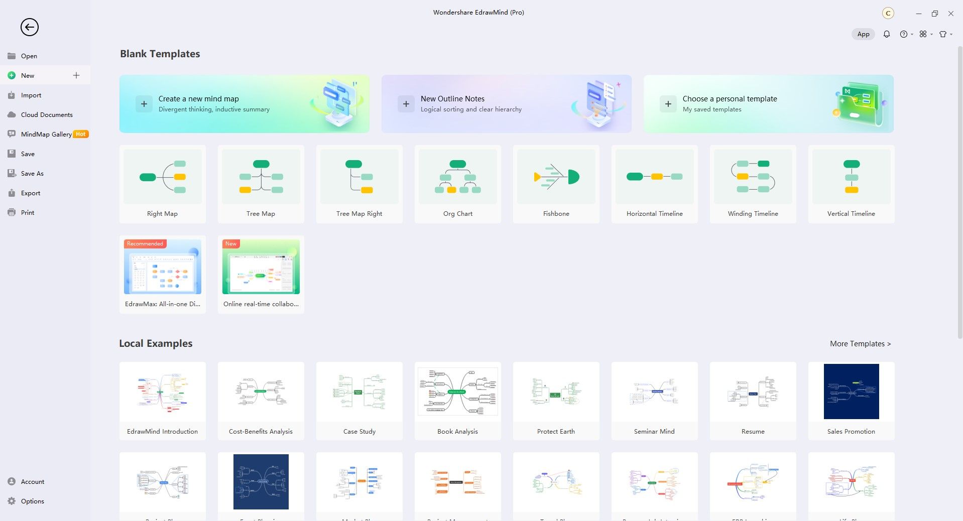 interface of edrawmind