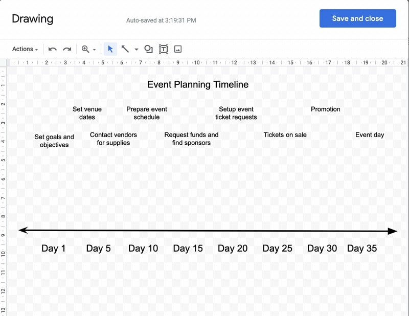 personaliza la línea de tiempo en Google Docs