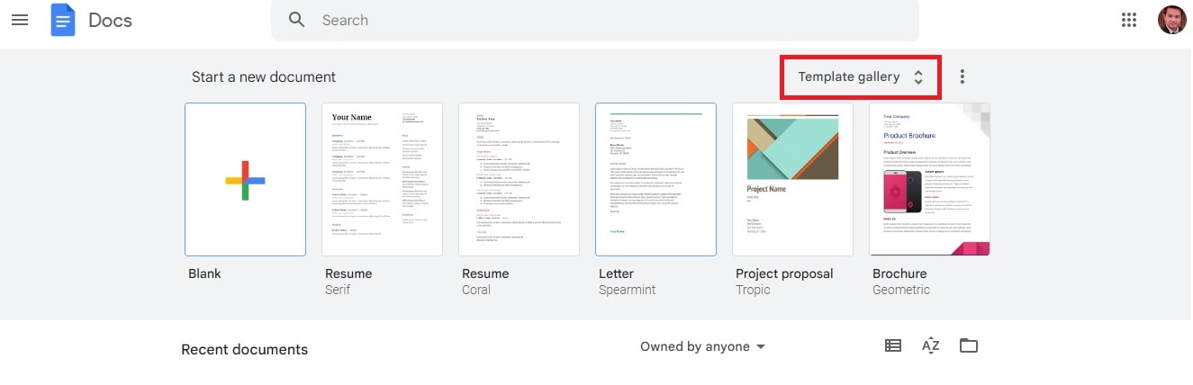 template gallery for google docs