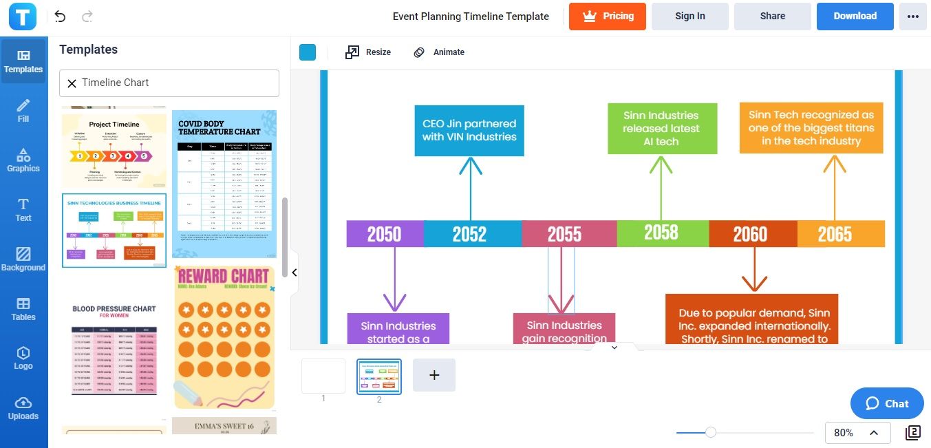 recursos de plantillas de líneas de tiempo en Template.net