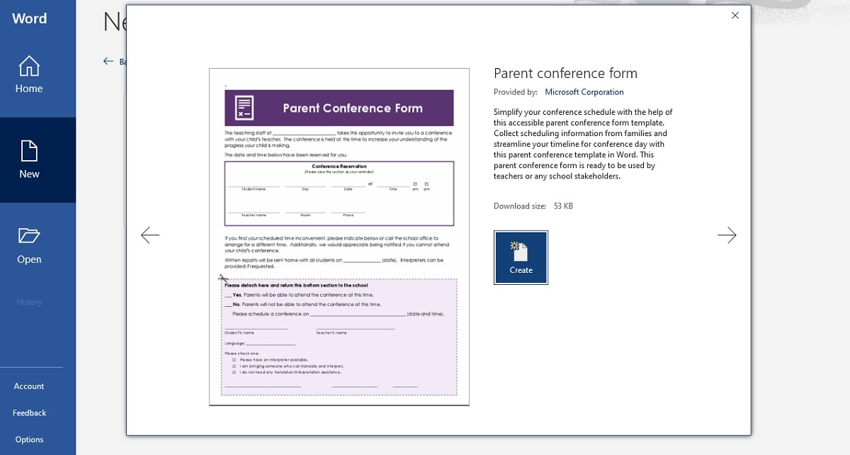 parent conference form timeline template