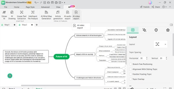 exportação de vídeos da IA do edrawMind