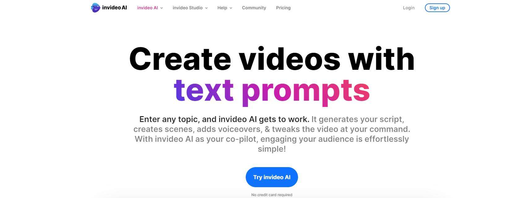 invideo ai plataforma para produção de vídeos com texto