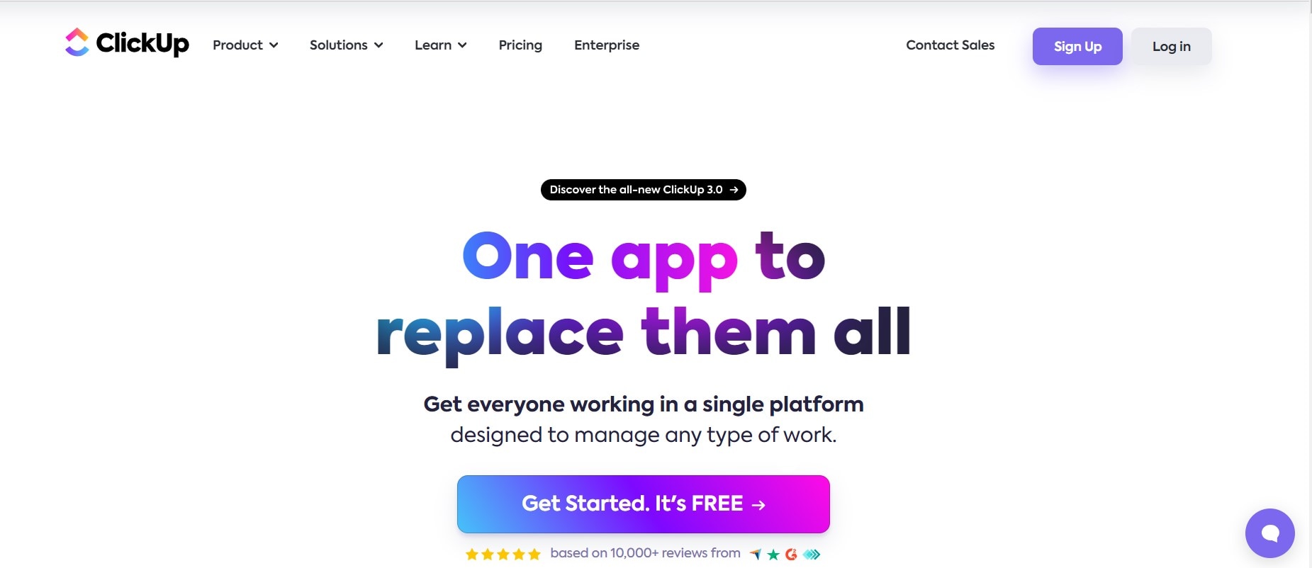 ClickUp app home page