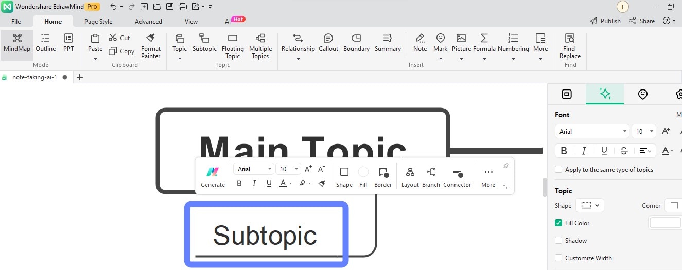 adding subtopic