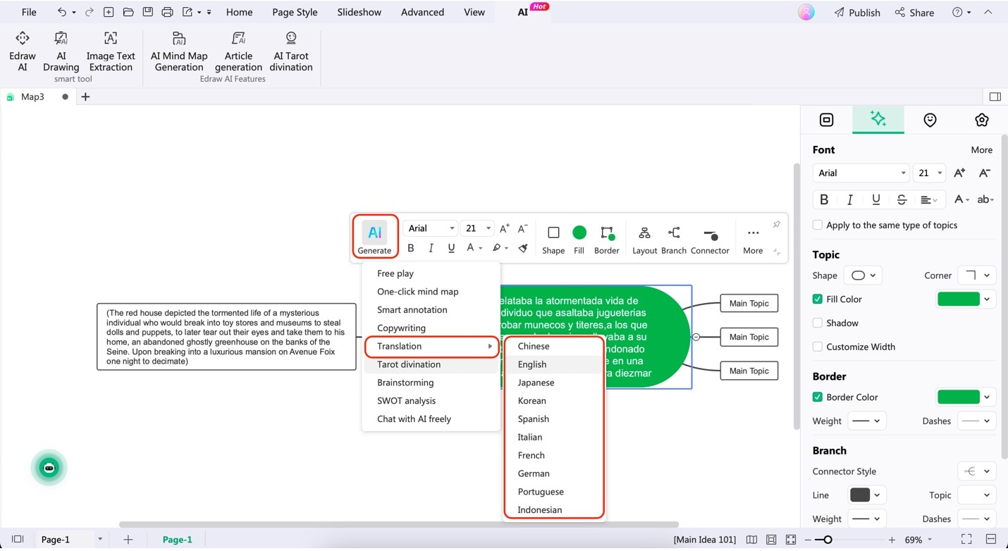 edrawmind ai translate