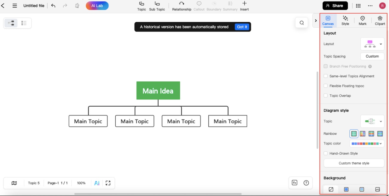 modify canvas in edrawmind