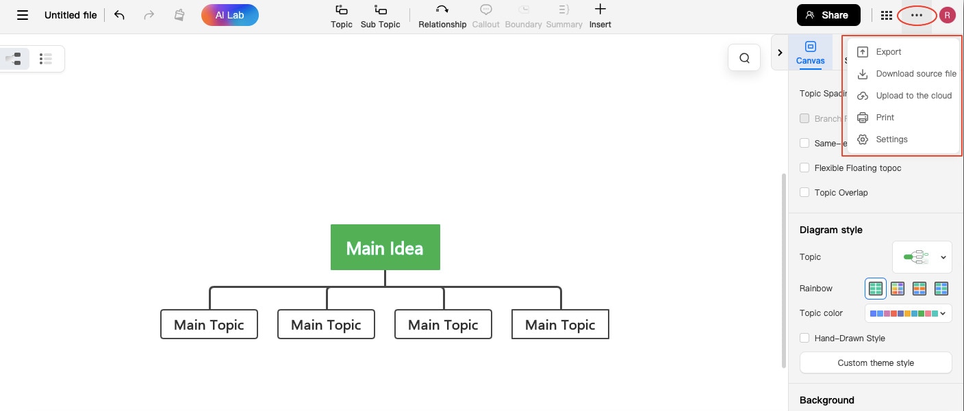 Organigramm von Edrawmind speichern