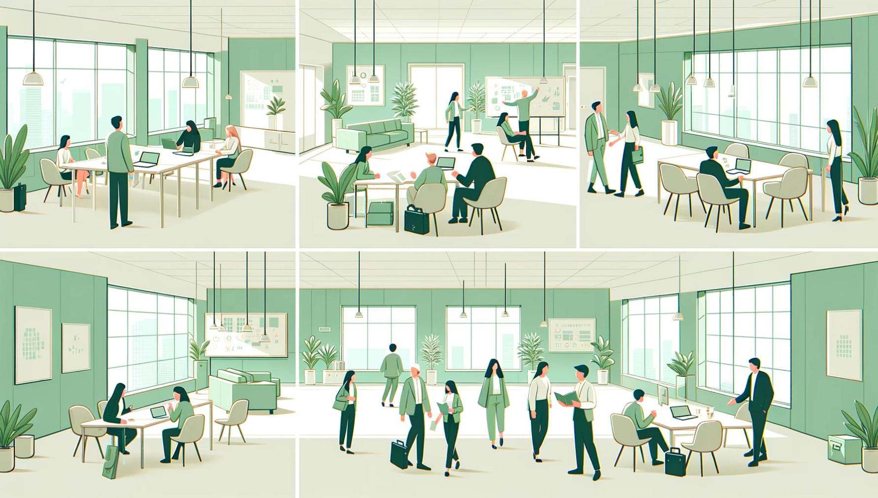 Dibujos animados de personas trabajando en una oficina
