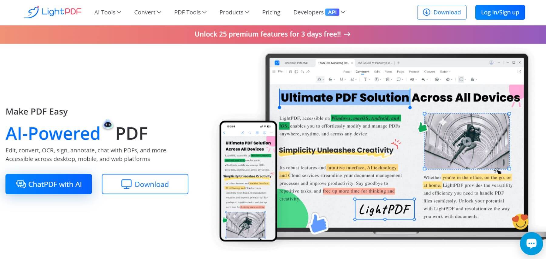 LightPDF home page