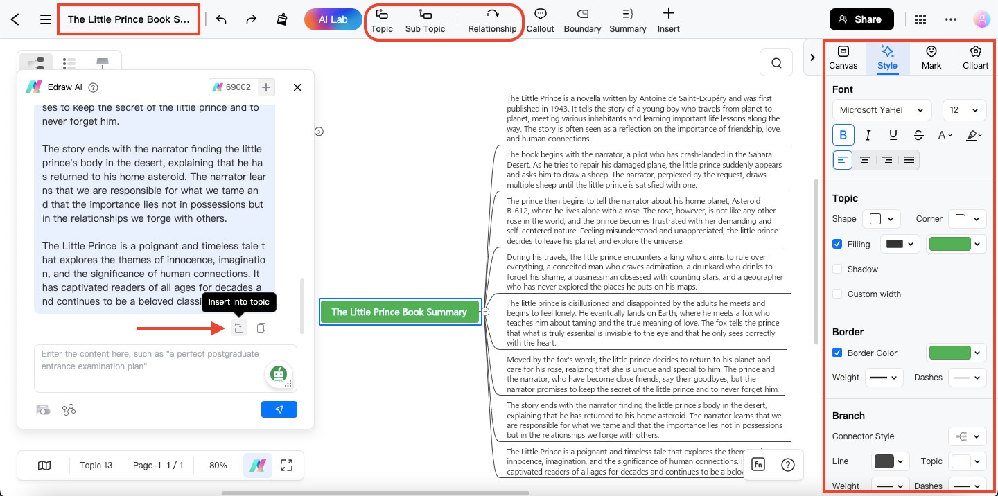 edrawmind editing tools