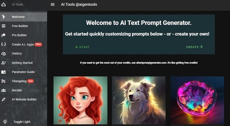 ai text prompt generator interface