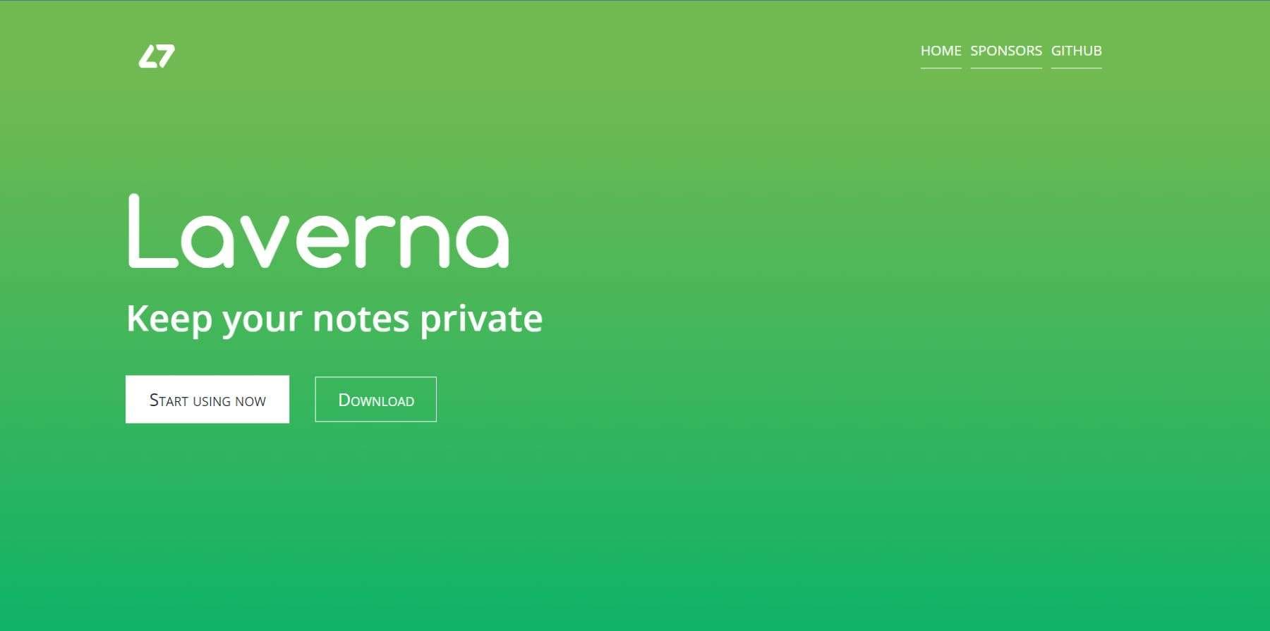 home page for laverna open-source application