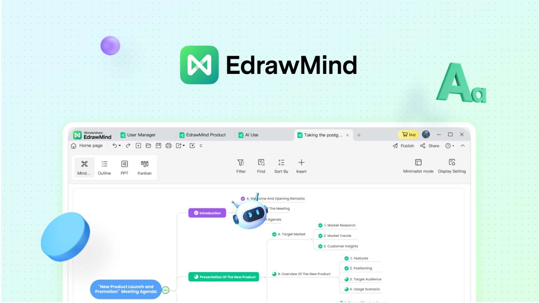 schermata iniziale di edrawmind visualizzata 