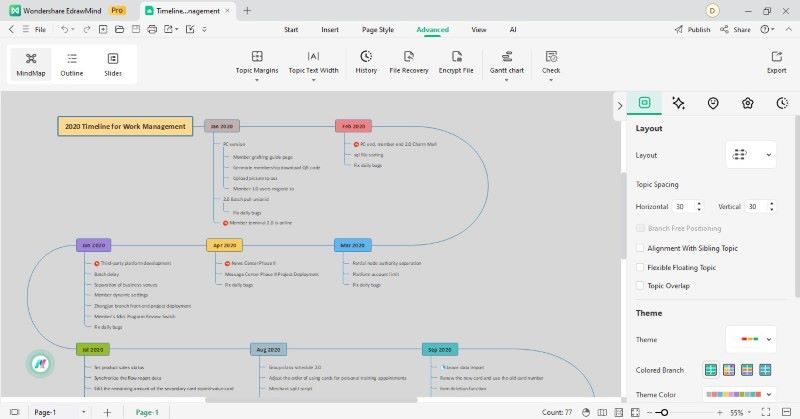 edrawmind mind map and editing interface