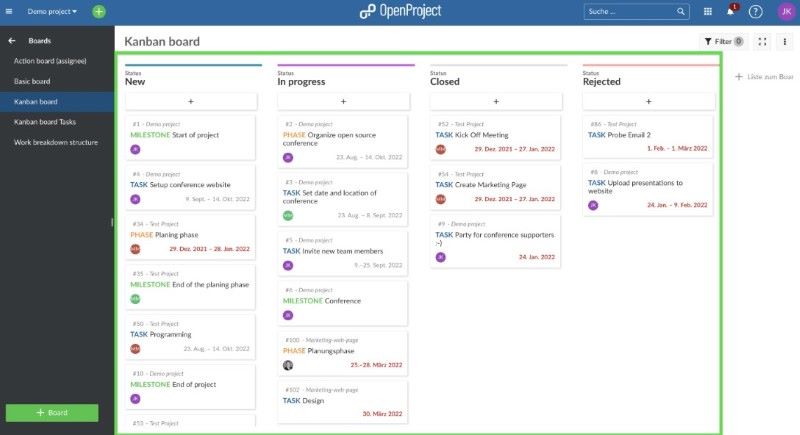 openproject open source kanban board