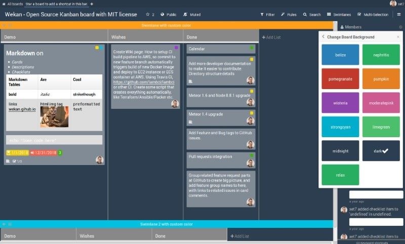 wekan open source kanban board