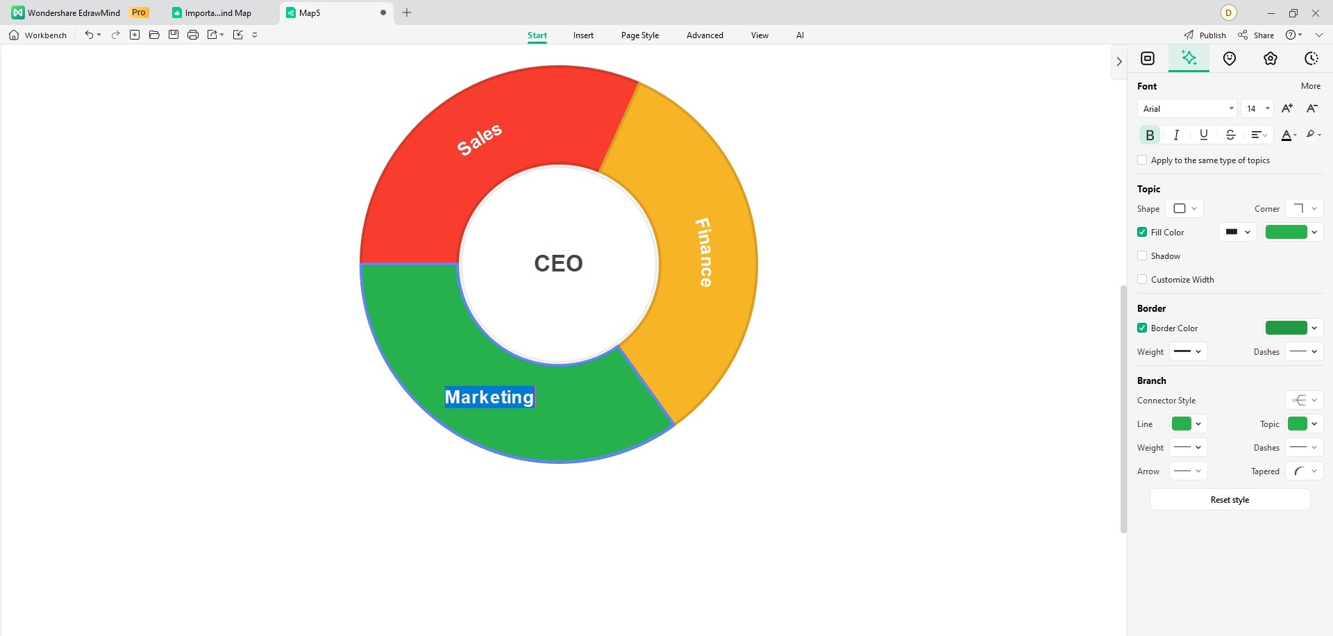 customize org chart text