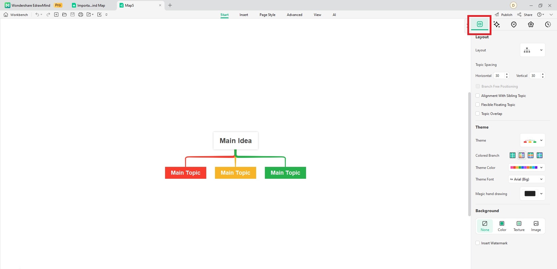 open layout settings