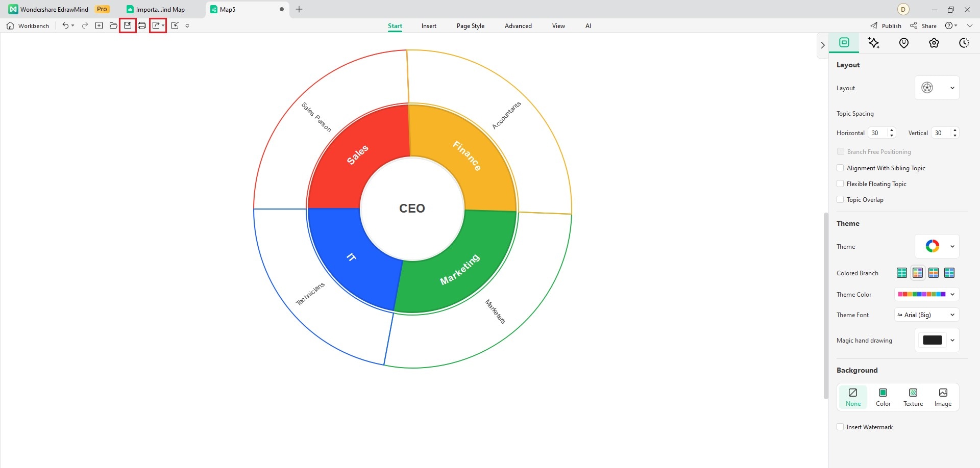 export or save org chart