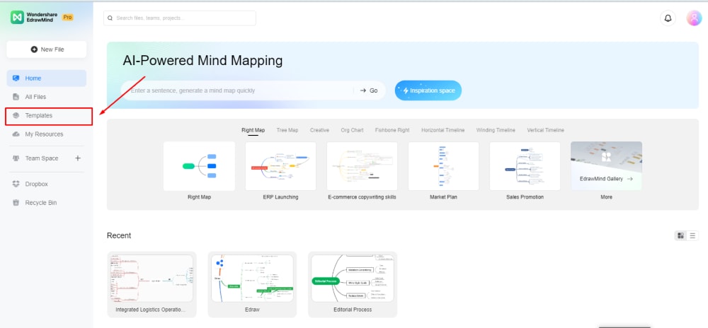 templates in EdrawMind