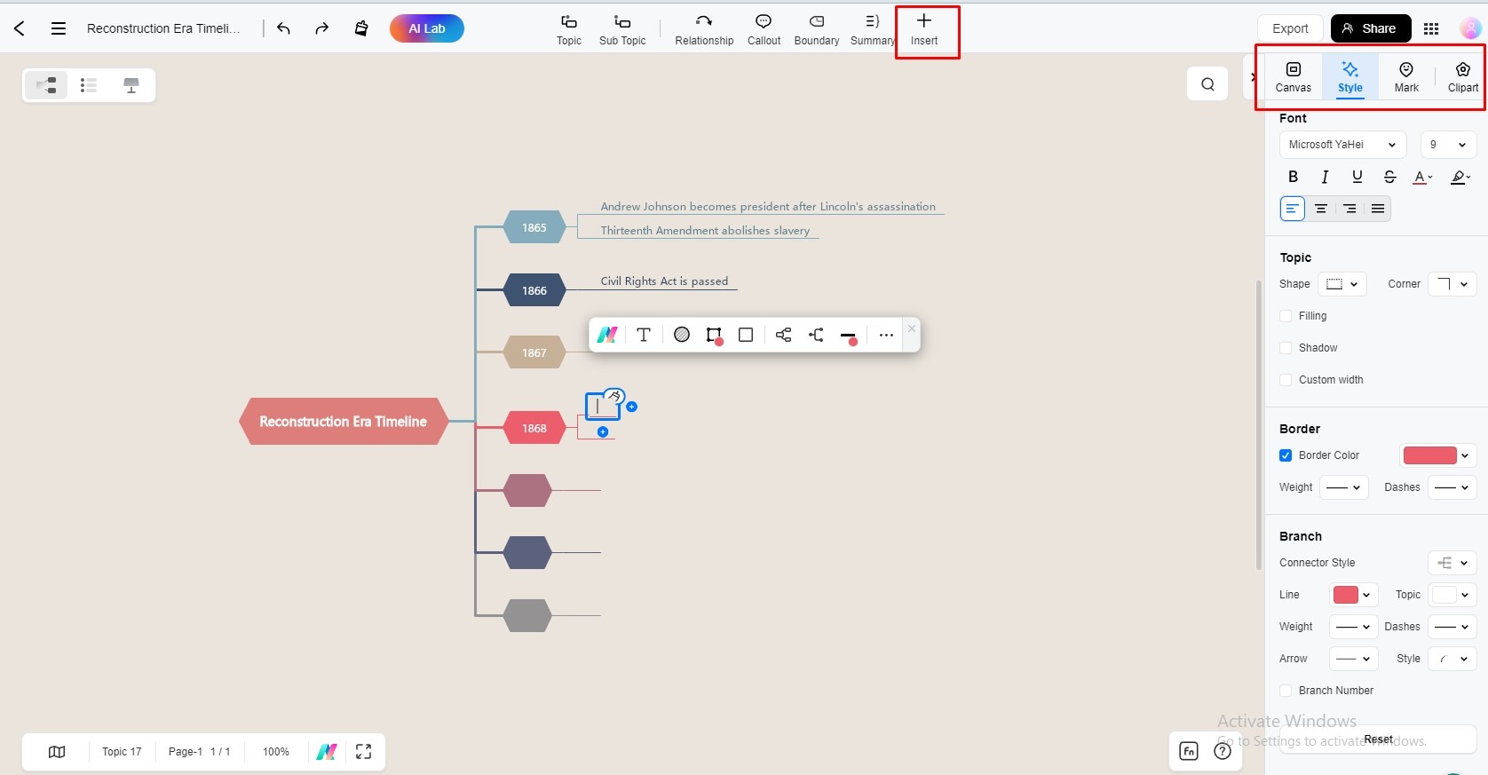 customizing timeline