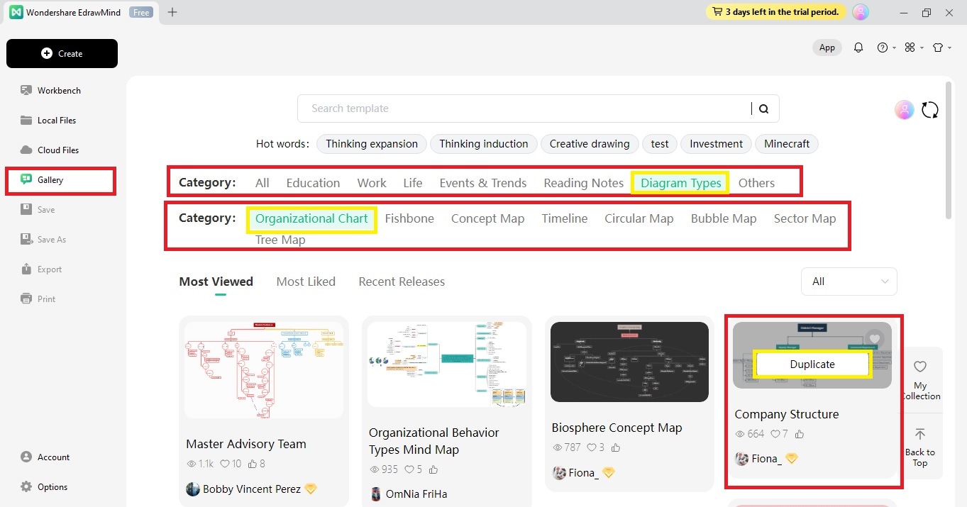 browse org chart template select template