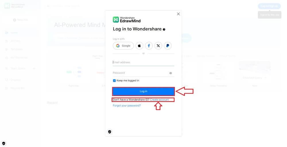 mind map sign in