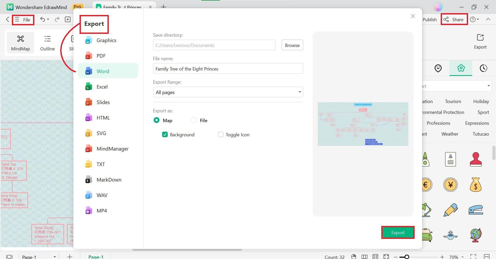 formats supported by edrawmind