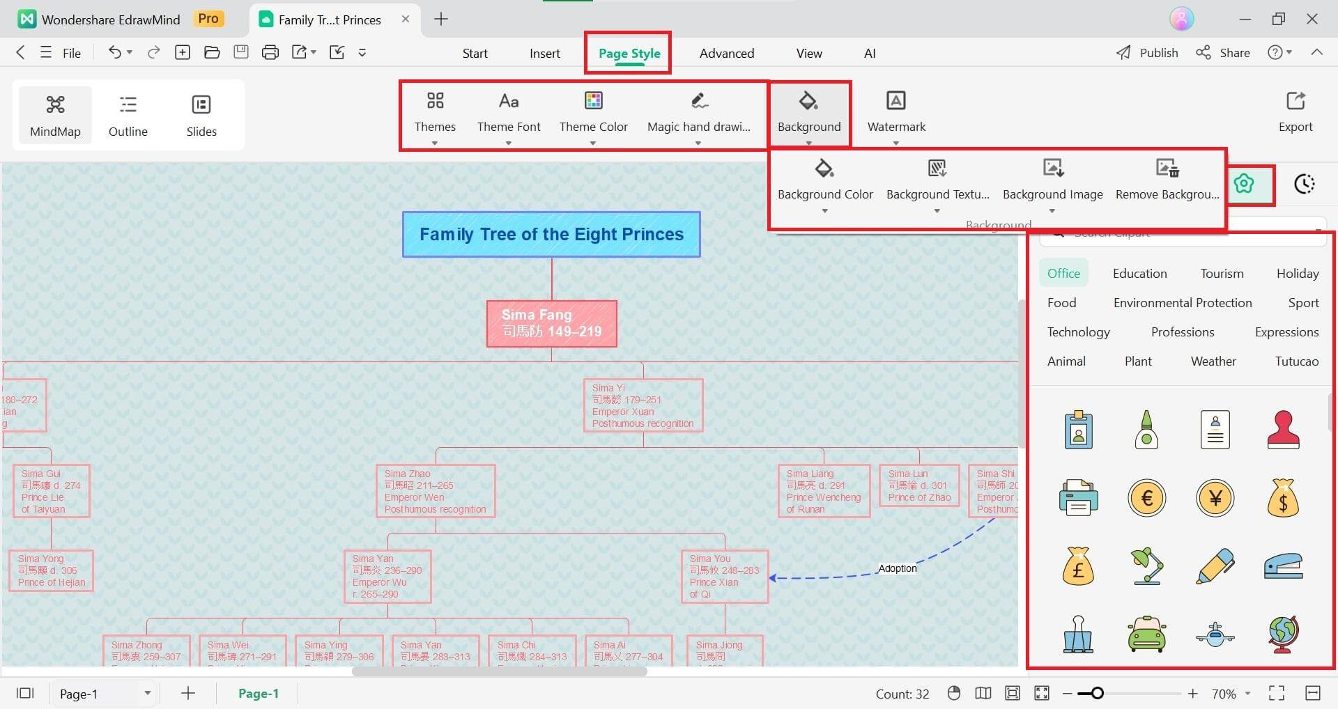 edrawmind page layout options