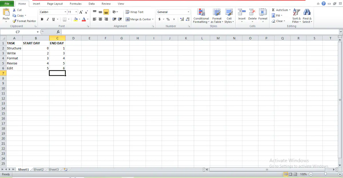 create gantt chart in excel